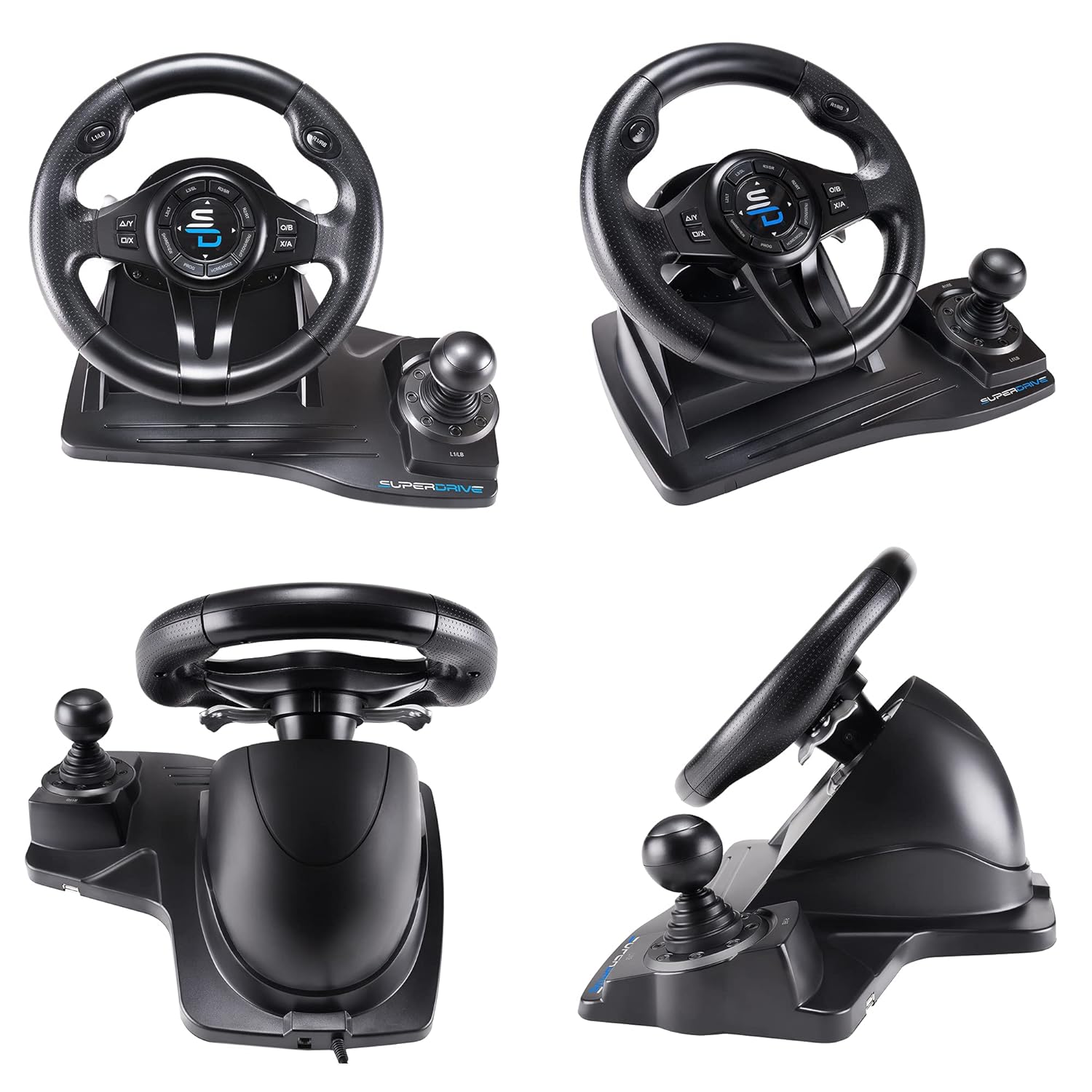 Superdrive - GS550 steering racing wheel with pedals, paddles, shifter and vibration (Compatible with Xbox Series X/S, Xbox One, PS4, PS3, Switch, PC)
