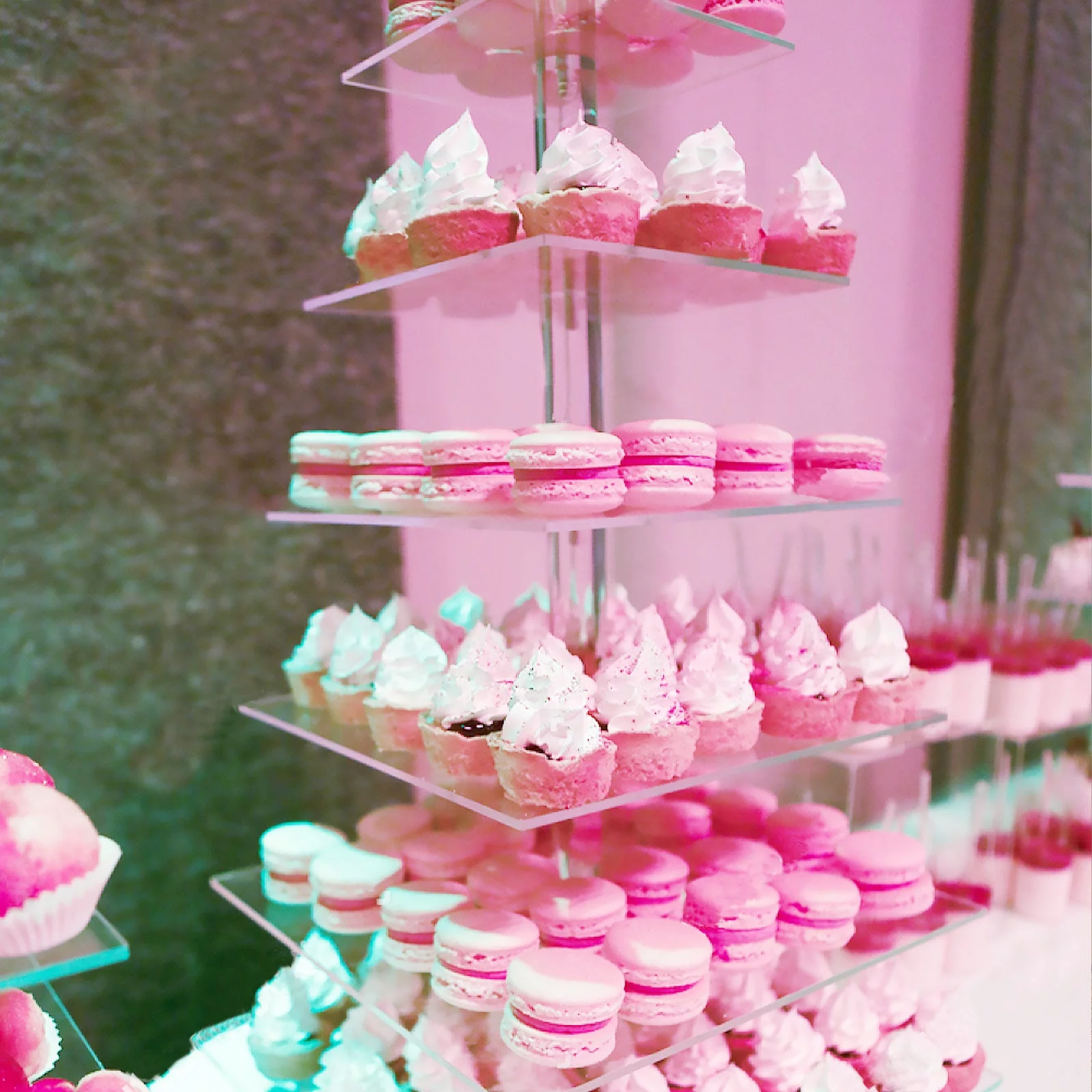 Efavormart 6 Tier Square HEAVY DUTY Acrylic Crystal Glass Clear Cupcake Dessert Decorating Stand For Wedding Birthday Party Dessert