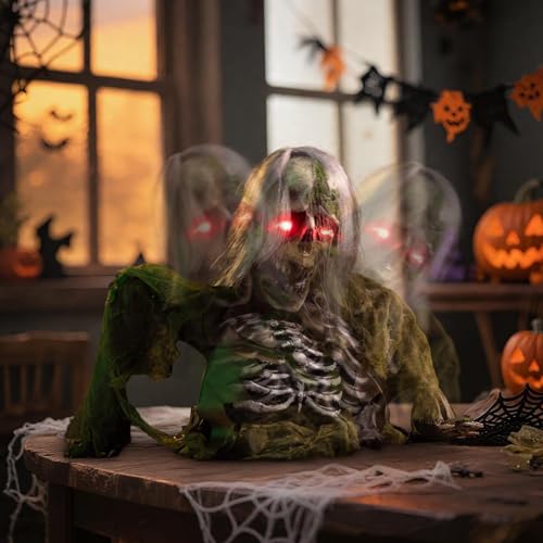 Halloween Decorations Outdoor, Animatronic Zombie Groundbreaker with Light and Sound, Motion Sensor Activated, Graveyard Lawn Yard Haunted House Props, Spooky Halloween Decor