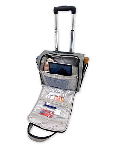 LONDON FOG Newcastle 15-Inch Underseater, Telescoping Handles, Rose Charcoal Herringbone