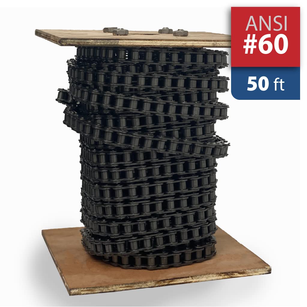 PGN #60 Roller Chain - 50 Feet + 5 Free Connecting Links - Carbon Steel Chain