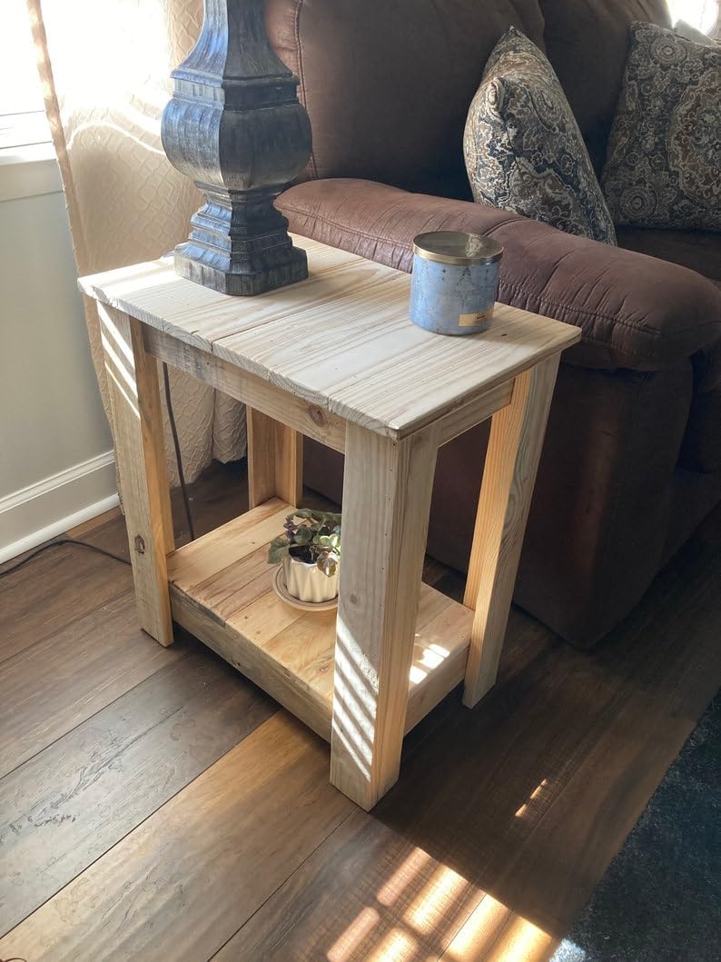 Unfinished end Table, Wood Table, Wood end Table, Side Table Farmhouse end Table, Rustic Wood Table, nightstand, Side Table, Farmhouse Table-WL