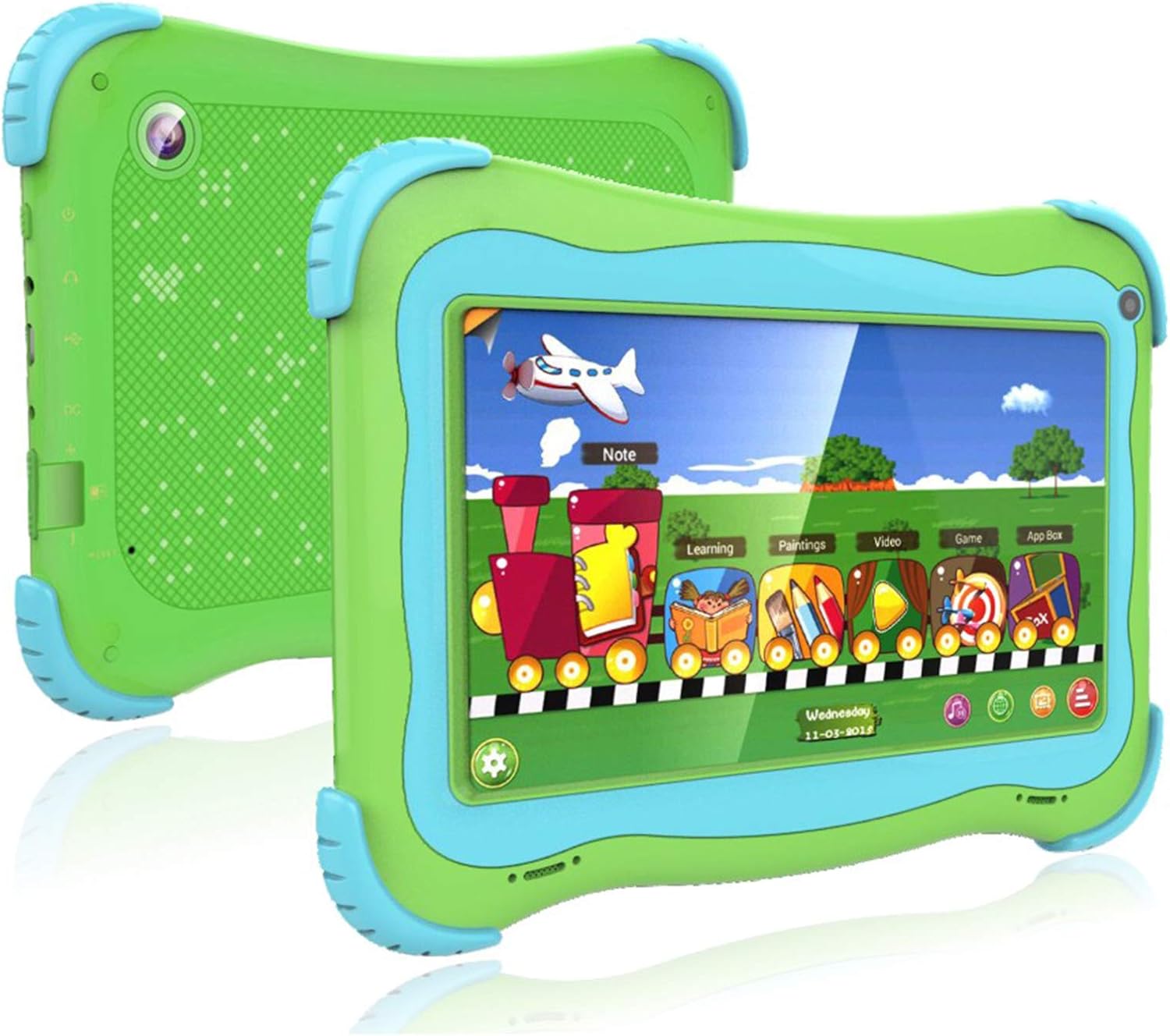 Kids Tablet 7 Android Kids Tablet Toddler Tablet Kids Edition Tablet with WiFi Dual Camera Childrens Tablet 1GB + 32GB Parental Control, Google Play Store (Green) Pack of 2