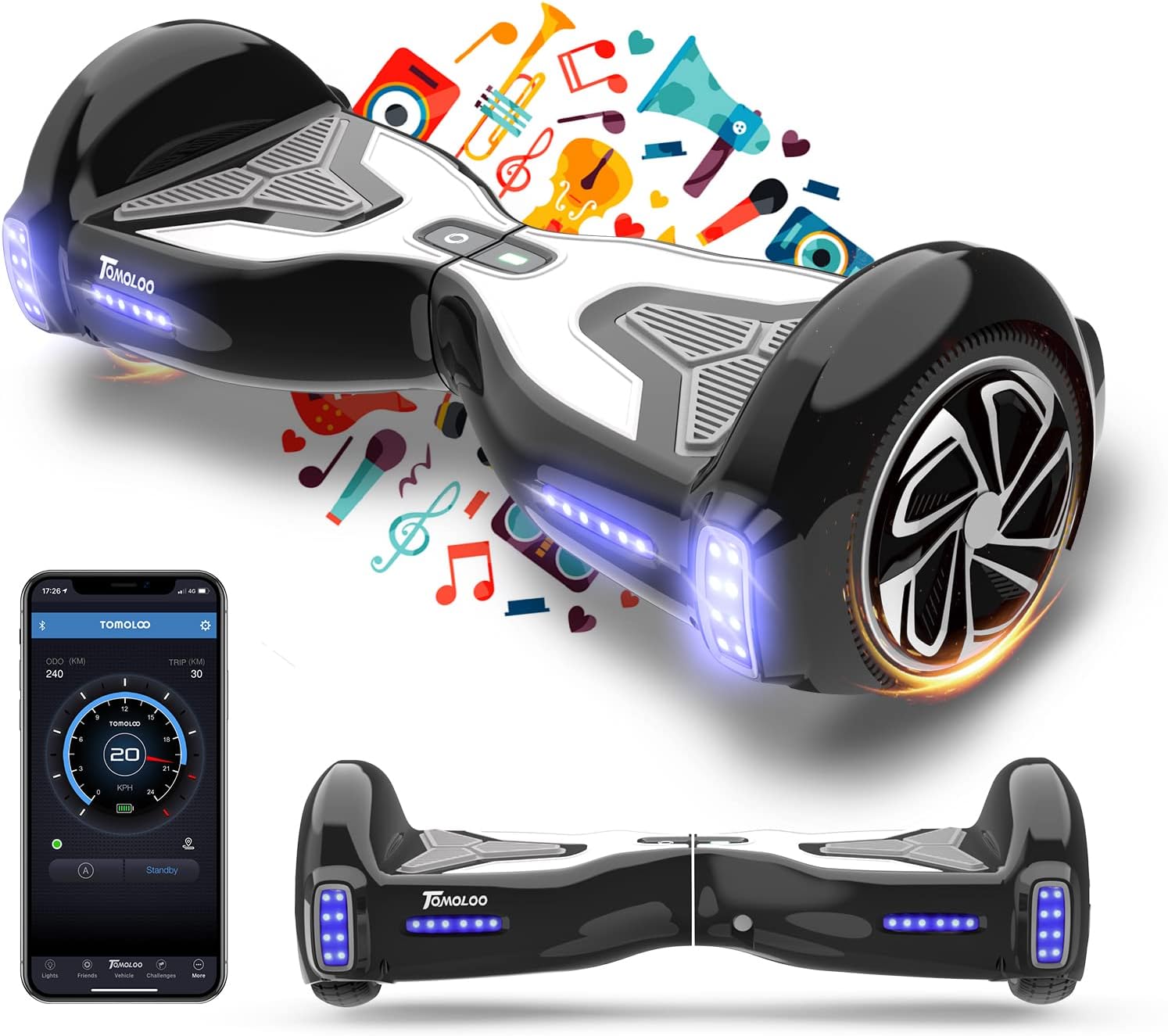 TOMOLOO Hoverboard for Kids and Adults,6.5