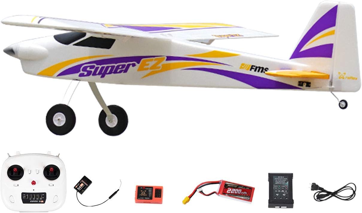 FMS Rc Planes for Adults Remote Control Airplane Super EZ Trainer V4 RTF Ready to Fly with Reflex Gyro system1220mm Wingspan with Floats 4CH Water Sea Plane (Transmitter/Receiver/Battery Included)