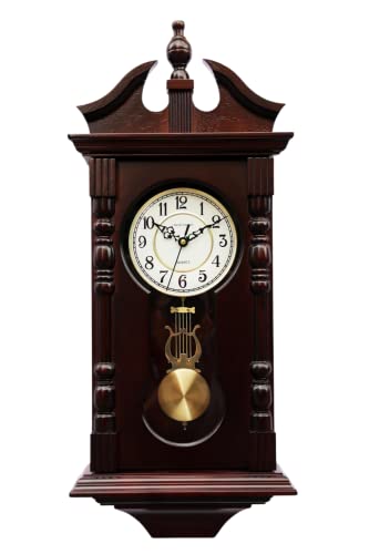Grandfather Wall Clocks Battery Operated for Living Room Decor, Traditional Wood Wall Pendulum Clock with Westminster Chime, Makes A Great Housewarming Or Birthday Gift