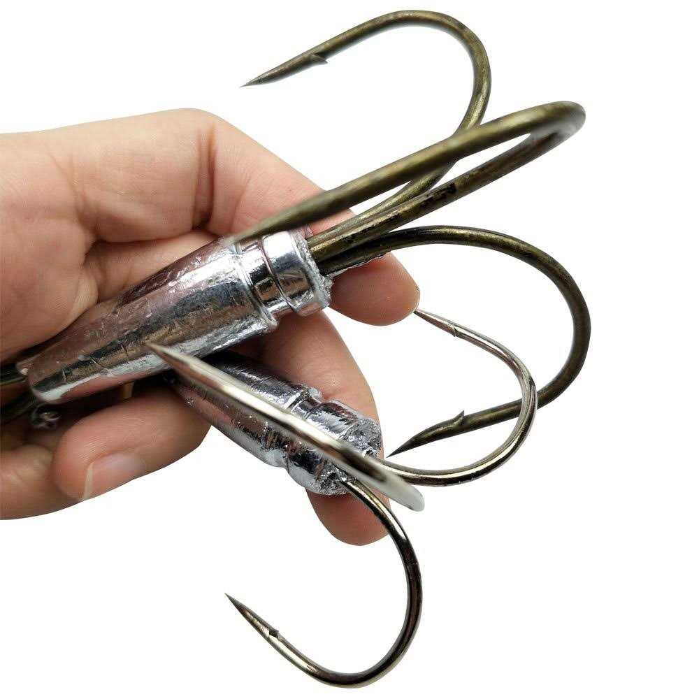 Laxygo Snagging Hooks Snagging Weighted Treble Hooks 2pcs/Pack Fishing Hooks 5 Sizes 0.7oz 1.1oz 1.6oz 2.1oz 2.8oz - Sports Supplies Online Store