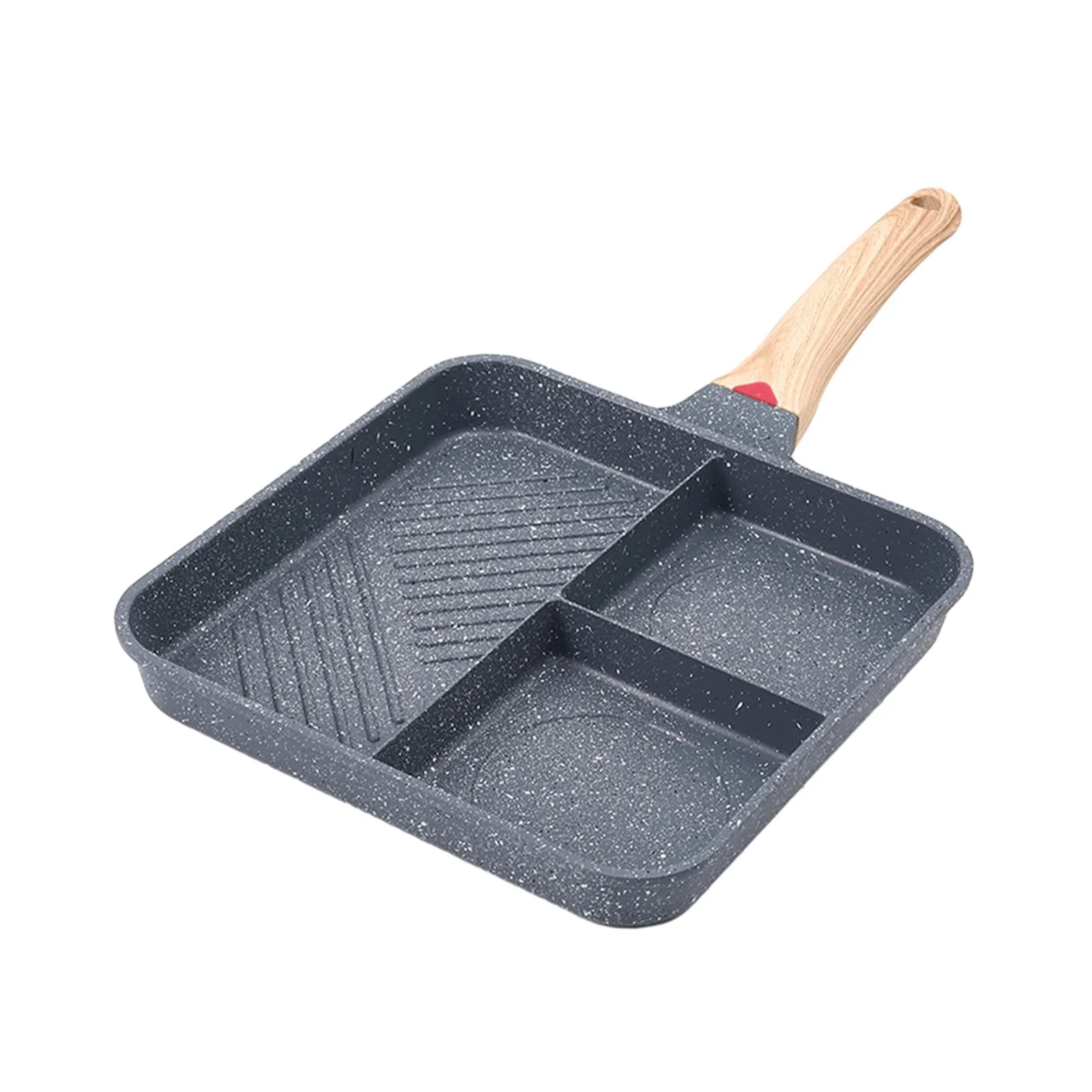 Esquirla Divided Grill Frying Pan Breakfast Frying Pan 3 Section Skillet Egg Steak Pan Nonstick Egg Frying Pan for Frying Burger