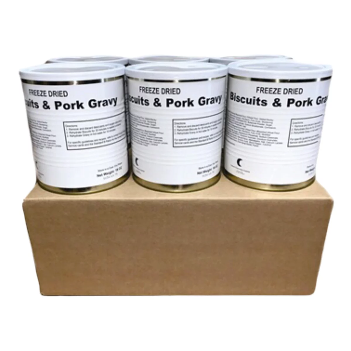 Military Surplus Freeze Dried Long Storage Food for Emergency Biscuits and Gravy #10/18oz/8 Servings/Can- 1 Can