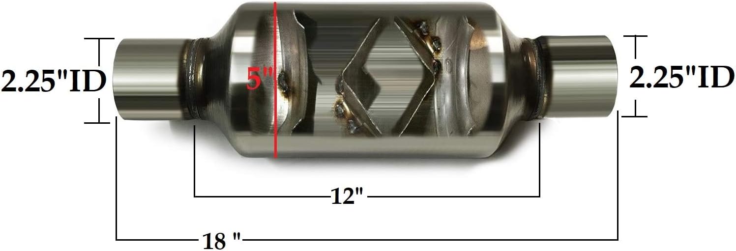 Pair of single chamber universal performance race round mufflers 2.25