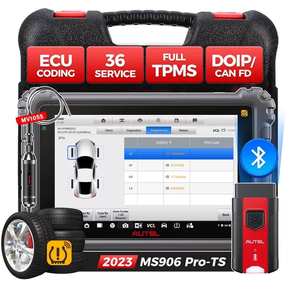 Autel Scanner MaxiSys MS906 Pro-TS Car Diagnostic Scan Tool,TPMS Programming Relearn ECU Coding 36+ Service CAN FD & DoIP Upgrade of MS906 Pro MS906TS MS906BT