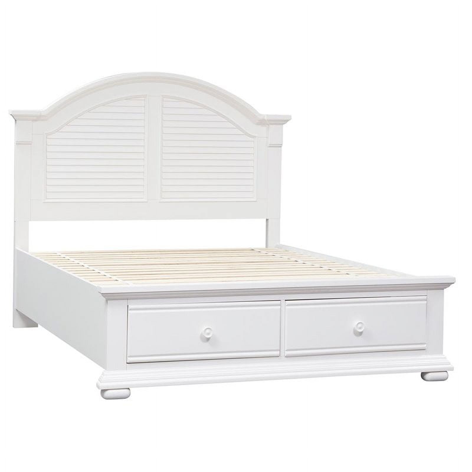 Bowery Hill Arched Crown Farmhouse Wood Queen Panel Headboard in White