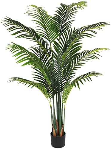 VIAGDO Artificial Palm Tree 5ft Tall Fake Palm Tree Decor with 11 Detachable Trunks Faux Tropical Palm Silk Plant Feaux Dypsis Lutescens Plants in Pot for Home Office Living Room Floor Decor Indoor