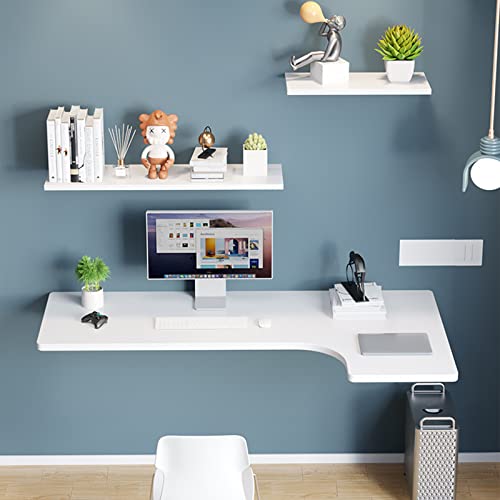 Wall Mounted L-Shape Corner Desk Home Office Corner Table Floating Laptop Desk Fold Down for Study, Bedroom, Bathroom Or Balcony(70X50X30cm(27.5X19.6X11.8in),Walnut)