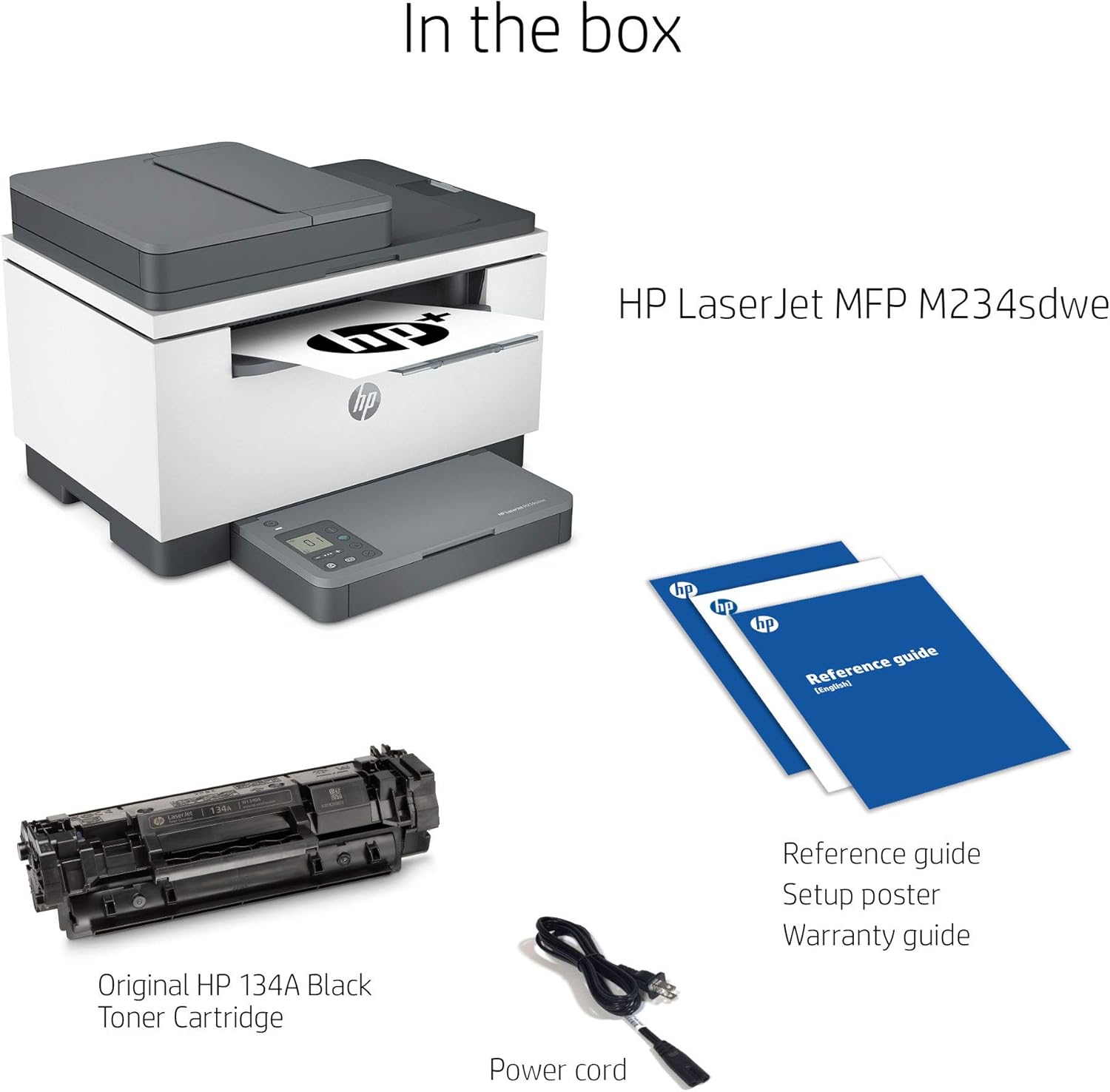 HP LaserJet MFP M234sdwe Wireless Black and White All-in-One Printer with built-in Ethernet & fast 2-sided printing, HP+ and bonus 6 months Instant Ink (6GX01E),Gray