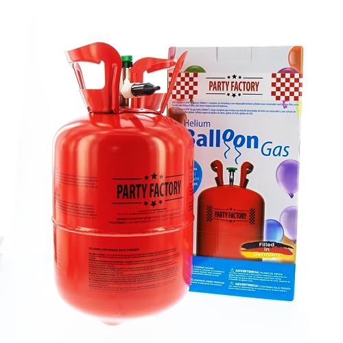 Party Factory Helium Tank for up to 50 Latex Balloons, Helium Cylinder 14.1 cu. ft. Gas with filling quantity for Balloons, Ideal for Birthday Party, Wedding