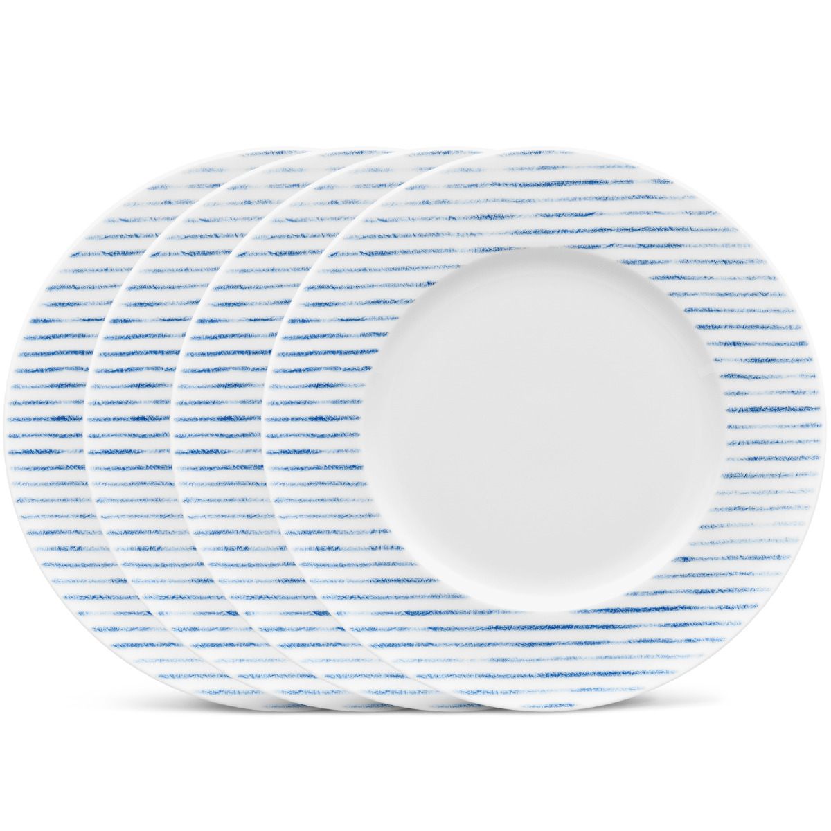 Noritake Blue Hammock Set of 4 Rim Stripe Salad Plates