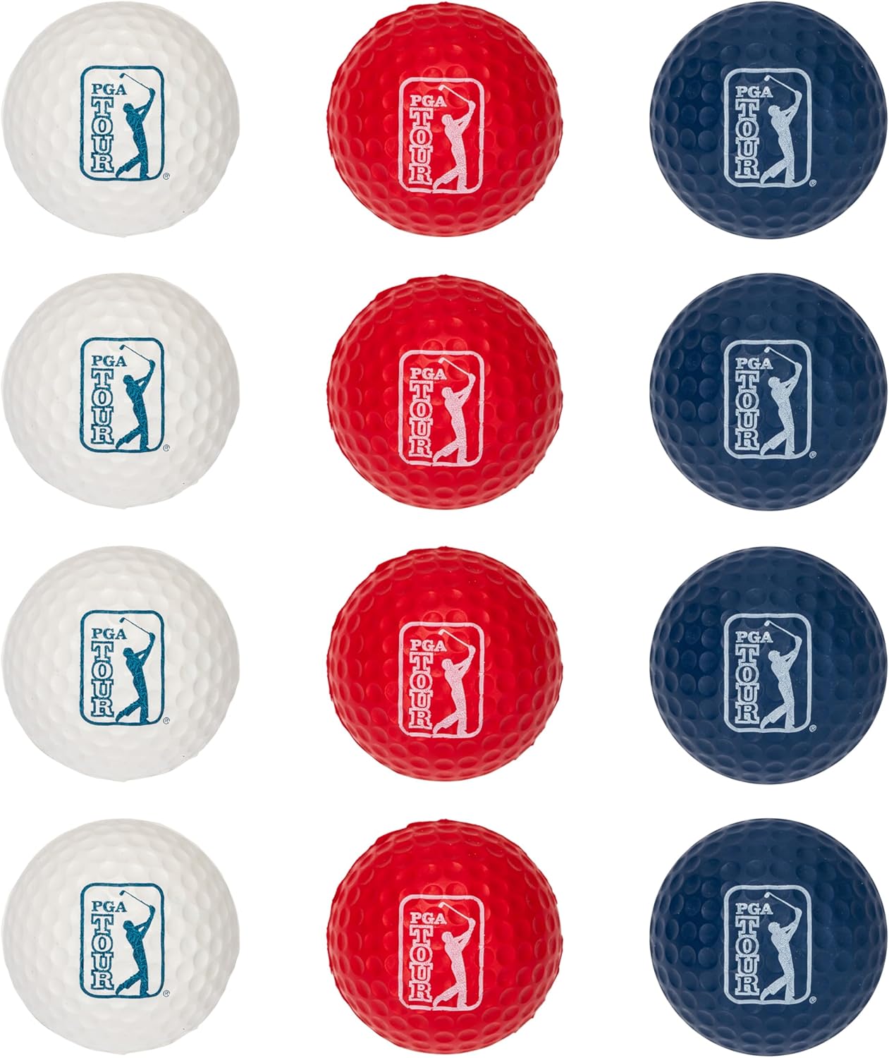 Franklin Sports Indoor + Outdoor Foam Practice Golf Balls - PGA Tour Kids + Adults Practice Soft Foam Golf Balls - Limited Flight Soft Golf Balls - 12 Pack of Golf Balls with Draw String Carry Bag
