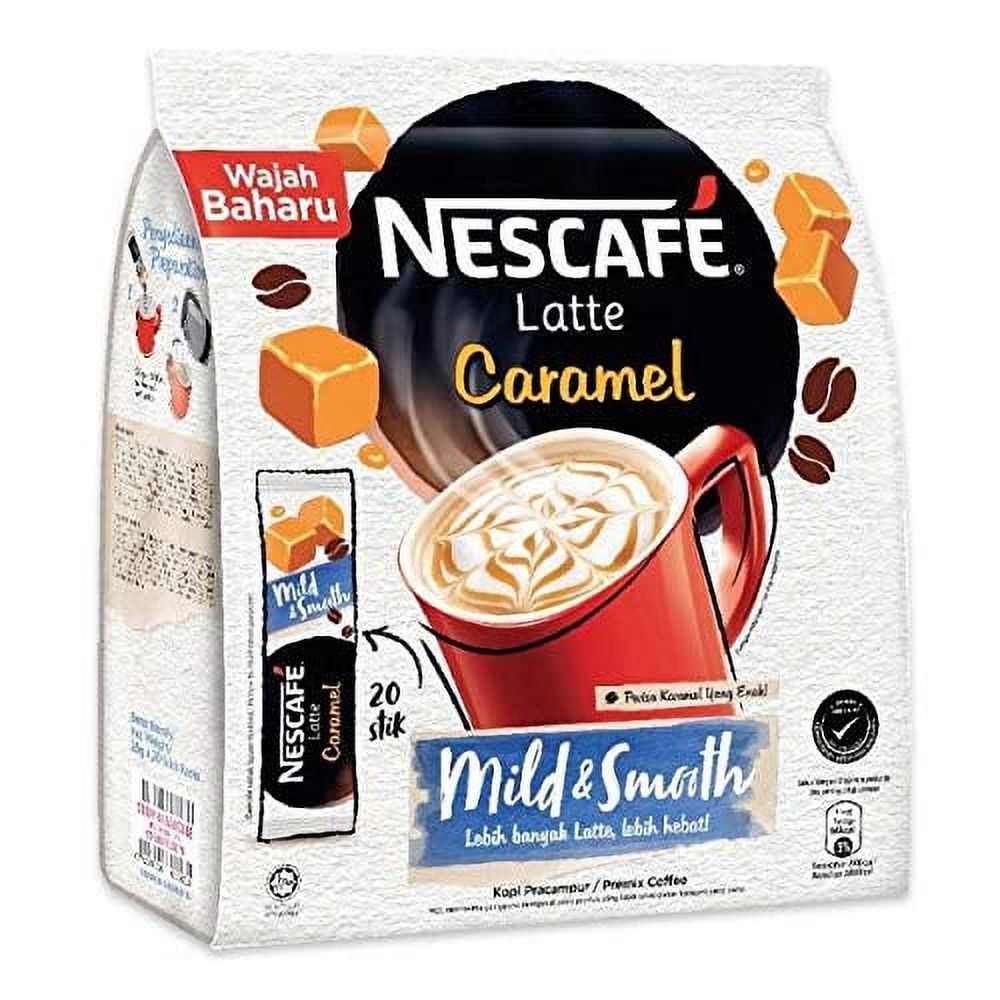 Nescafe 3 In 1 Caramel Coffee Latte - Instant Coffee Packets - Single Serve Flavored Coffee Mix (20 Sticks)