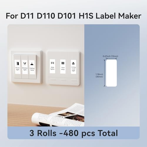 NIIMBOT Thermal Label 3 Rolls Set Home School Office Storage and Organization for NIIMBOT D11 D110 D101 H1S Label Maker (1450WHITE)