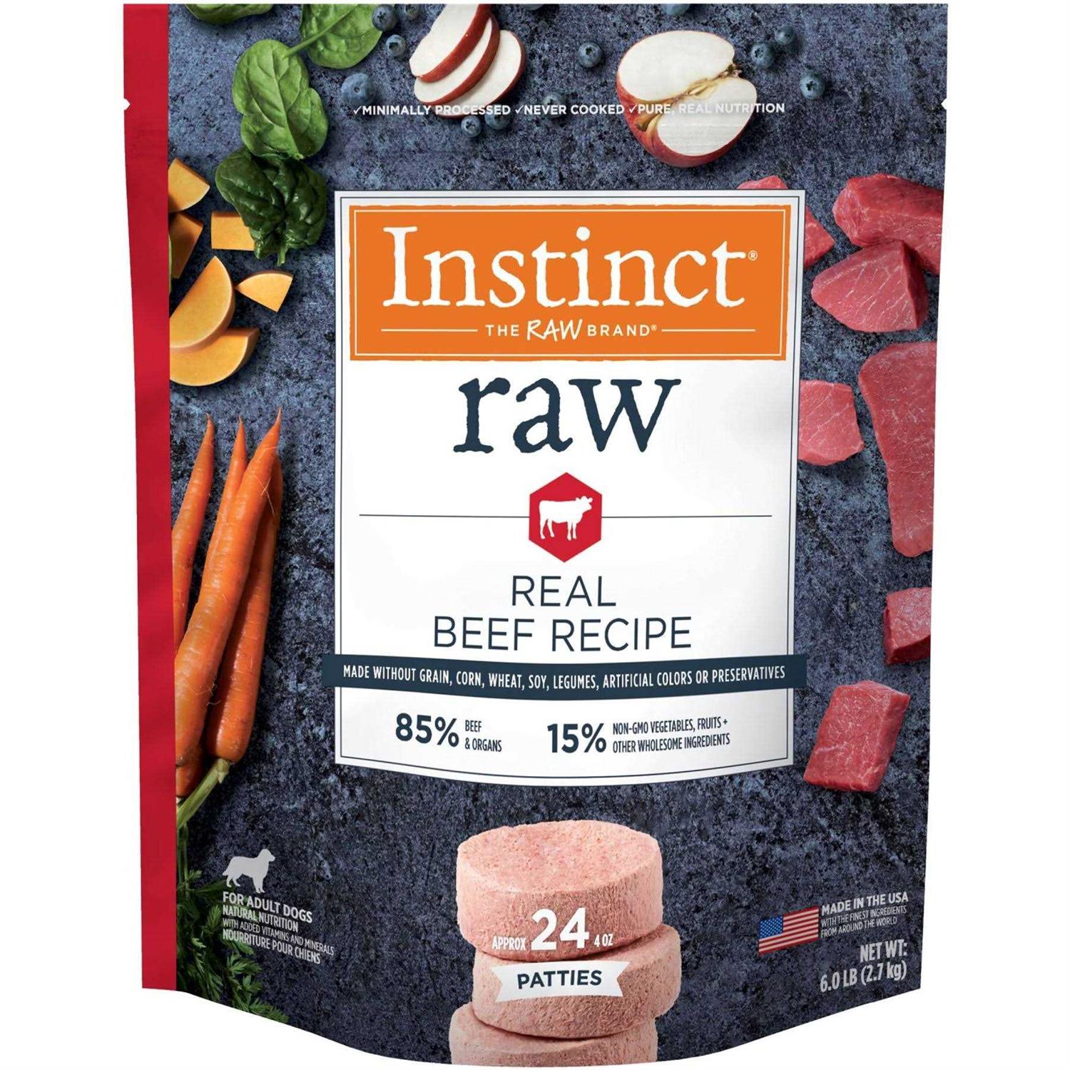 Instinct Frozen Raw Patties Grain Free Real Beef Recipe Dog Food - Pet Supplies online store