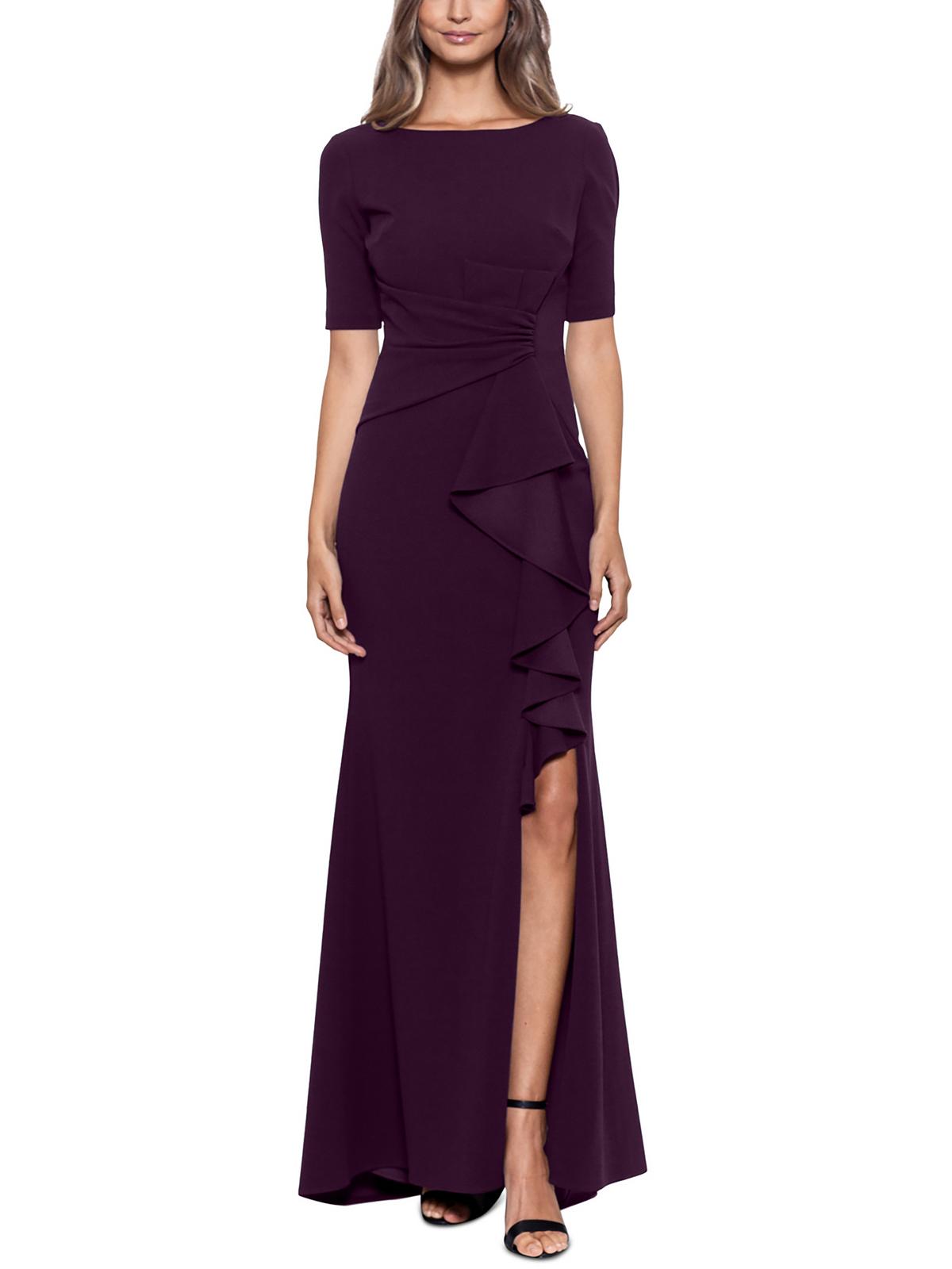 Betsy & Adam Womens Ruched Maxi Evening Dress