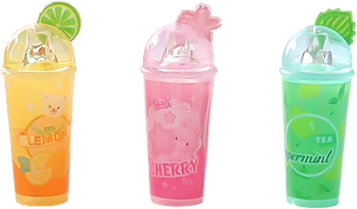 3Pcs Doll House 3D Cartoon Fruit Slice Miniature Drink Kids DIY Accessories Toy,Miniature Doll House Kitchen Cafe Furniture Accessories - A