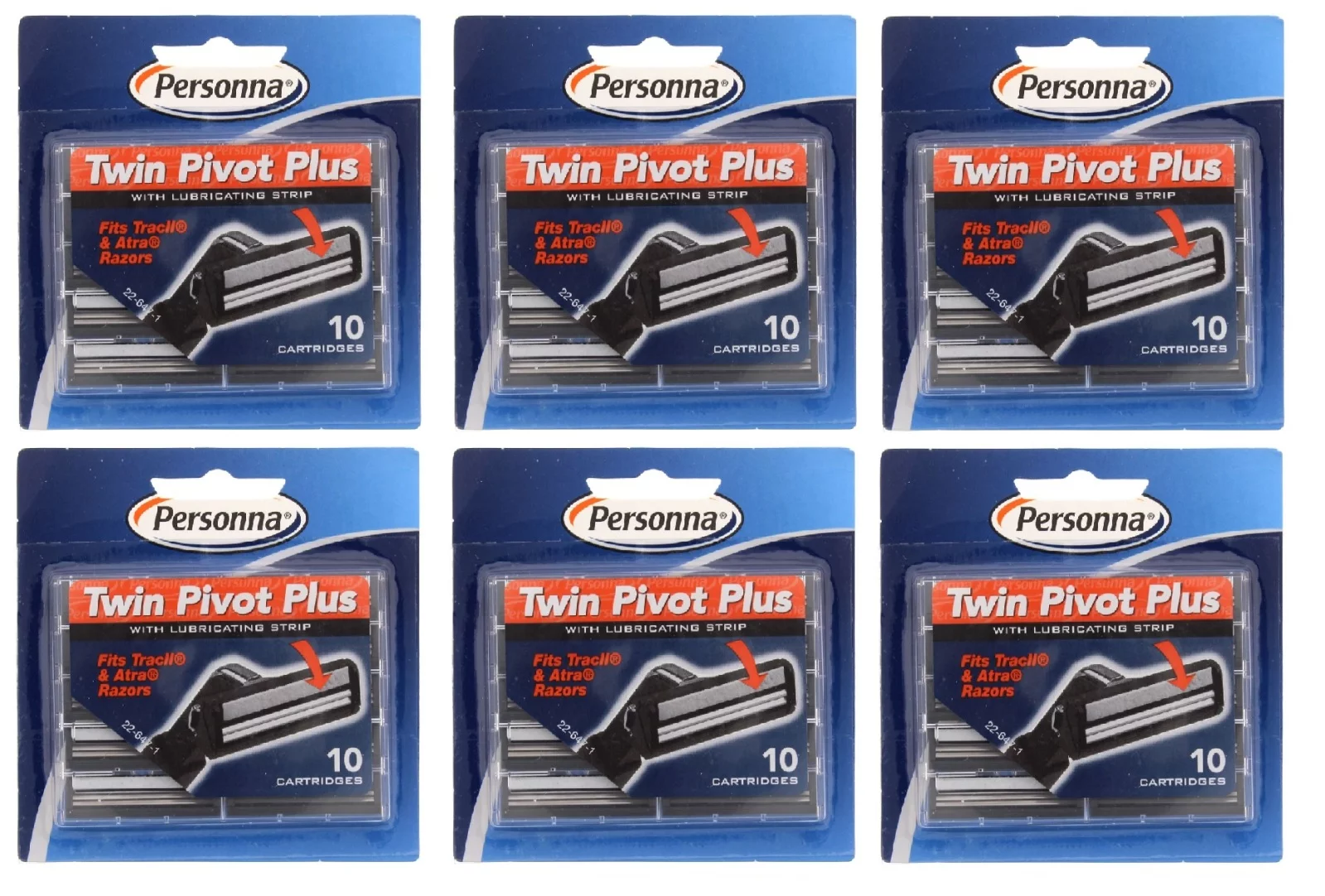 Personna Twin Pivot Plus Refill Blade Cartridges w/ Lubricating Strip for Atra & Trac II Razors 10 ct. (Pack of 6) + Yes to Tomatoes Moisturizing Single Use Mask