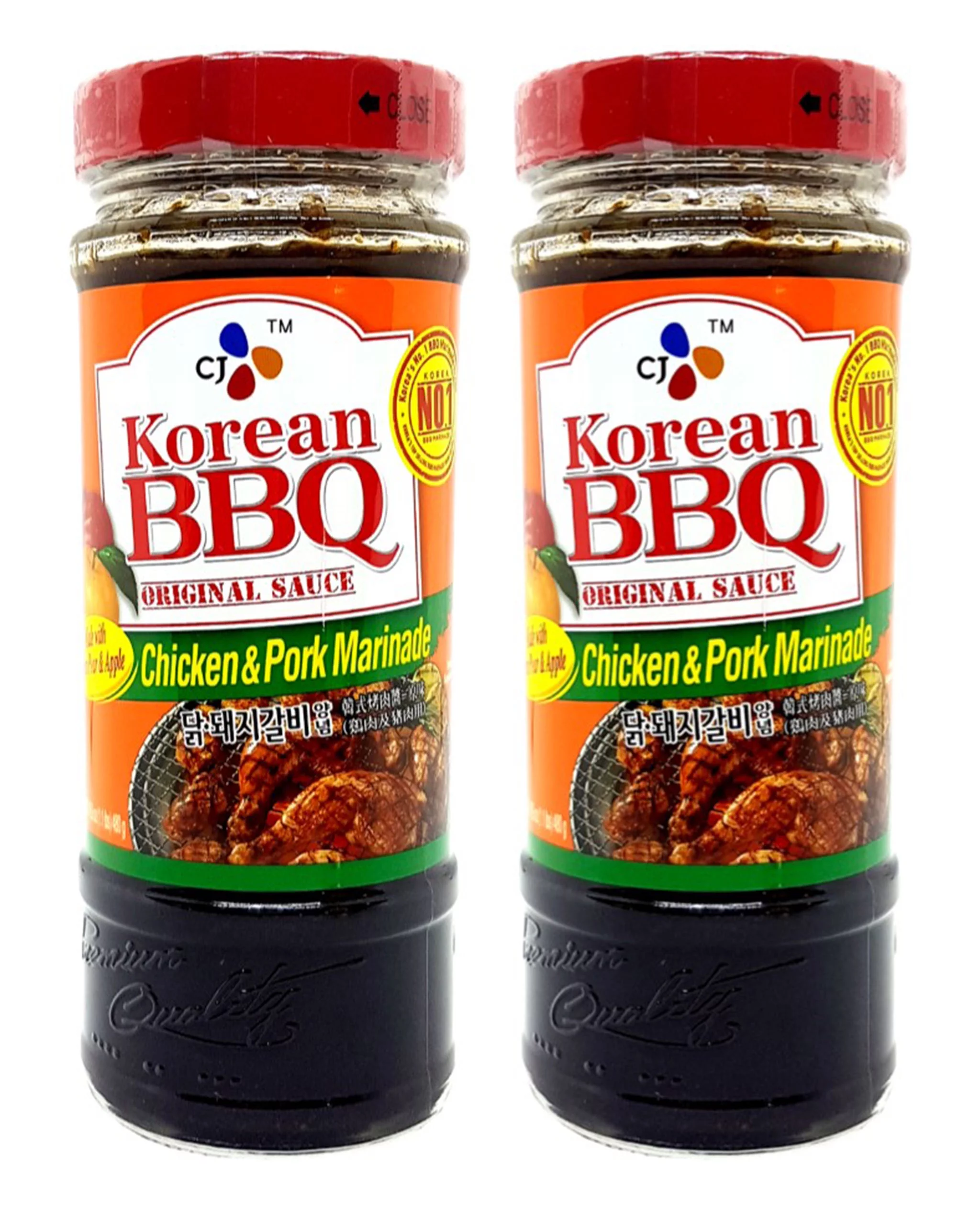CJ Korean BBQ Sauce CHICKEN & PORK Marinade 16.9 Oz. (Pack of 2)