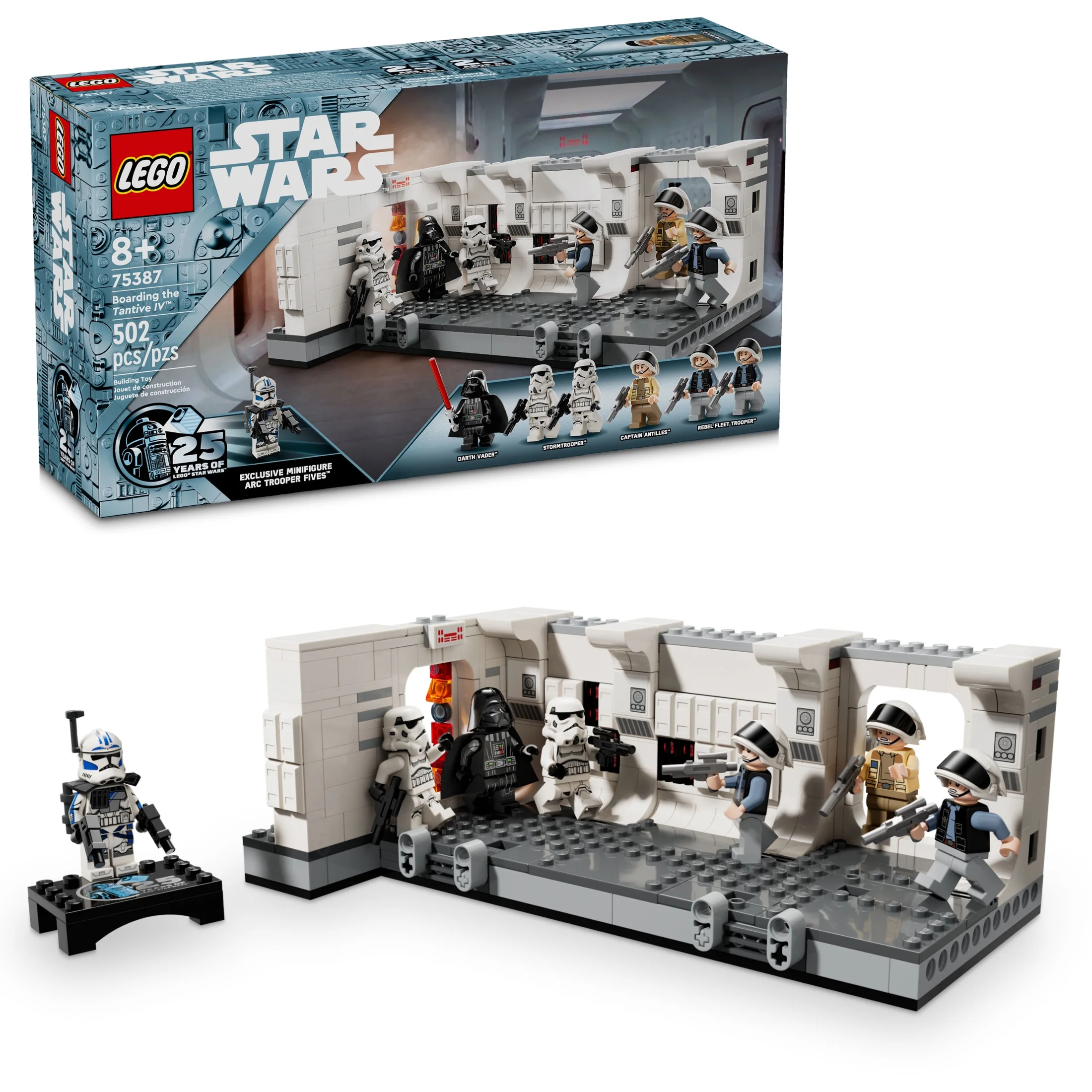 LEGO Star Wars: A New Hope Boarding the Tantive IV Fantasy Toy, Collectible Star Wars Toy with Exclusive 25th Anniversary Minifigure Clone Trooper Fives, Gift Idea for Kids Ages 8 and Up, 75387