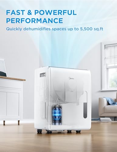 Midea 1,500 Sq. Ft. Energy Star Certified Dehumidifier With Reusable Air Filter 22 Pint - Ideal For Basements, Large & Medium Sized Rooms, And Bathrooms (White)