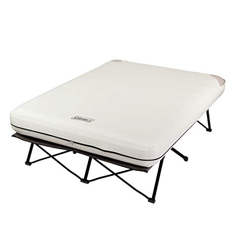 Coleman Queen-Size Airbed Cot Combination, Folding Air Mattress with Steel Frame & Side Table, Battery Pump Included, Great for Camping, Lounging, Elevated Sleeping, Guests, & More