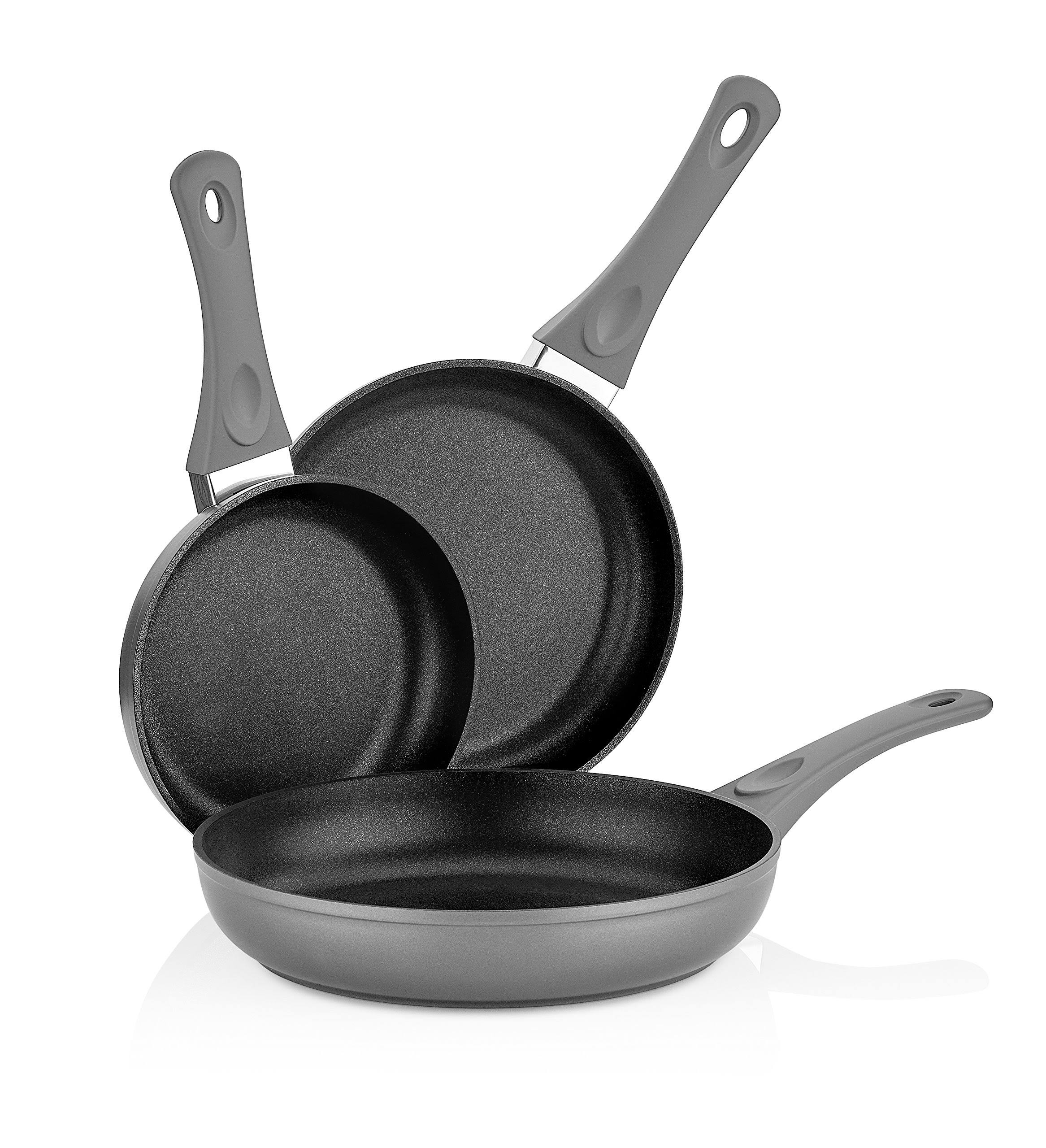 Saflon Titanium Nonstick 8-Inch 9.5-Inch and 11-inch Fry Pan Set 4mm Forged Alum