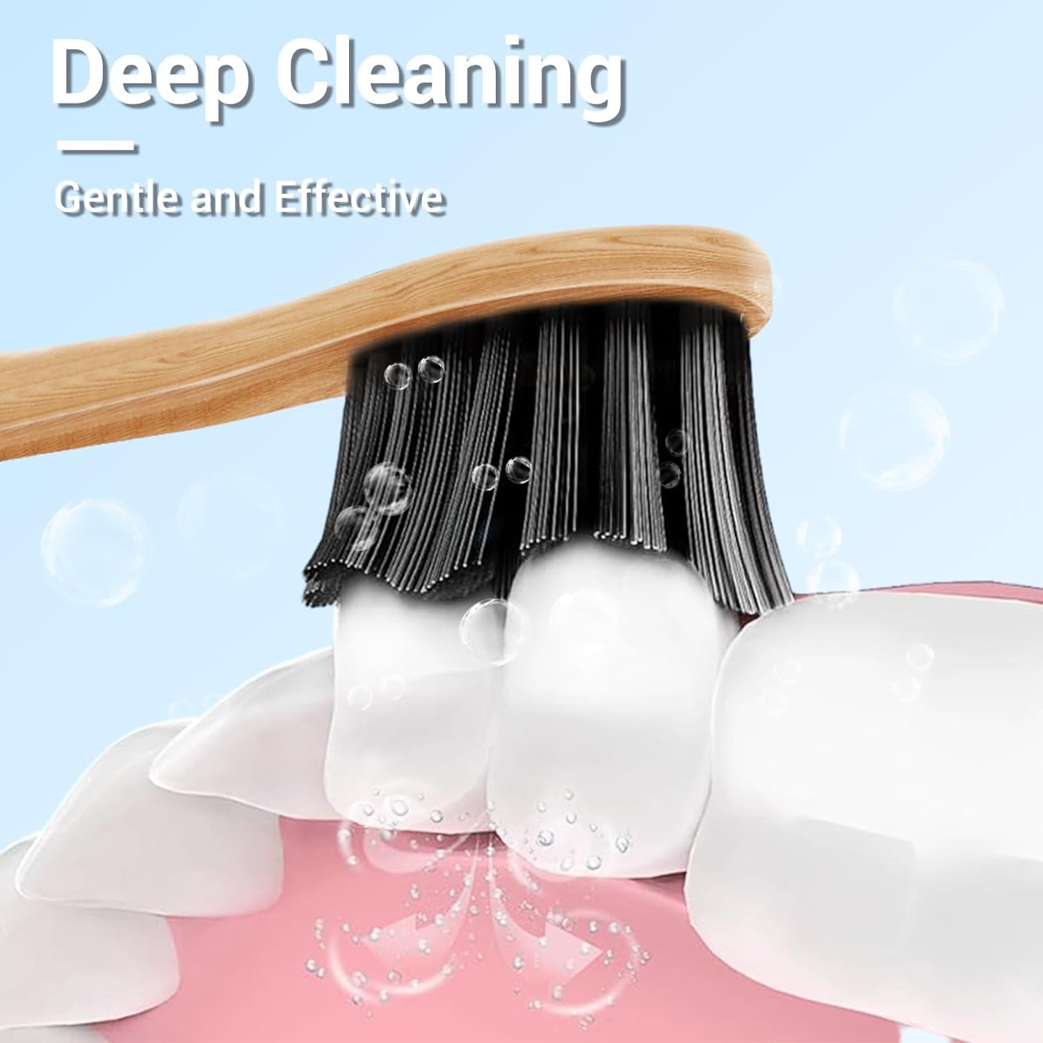 Bamboo Electric Toothbrush, 5 Cleaning Modes Sonic Toothbrush-Newly &Bamboo Electric Toothbrush Replacement Heads with Plant-Based Bristle Compatible with Philips Sonicare 4 Pack