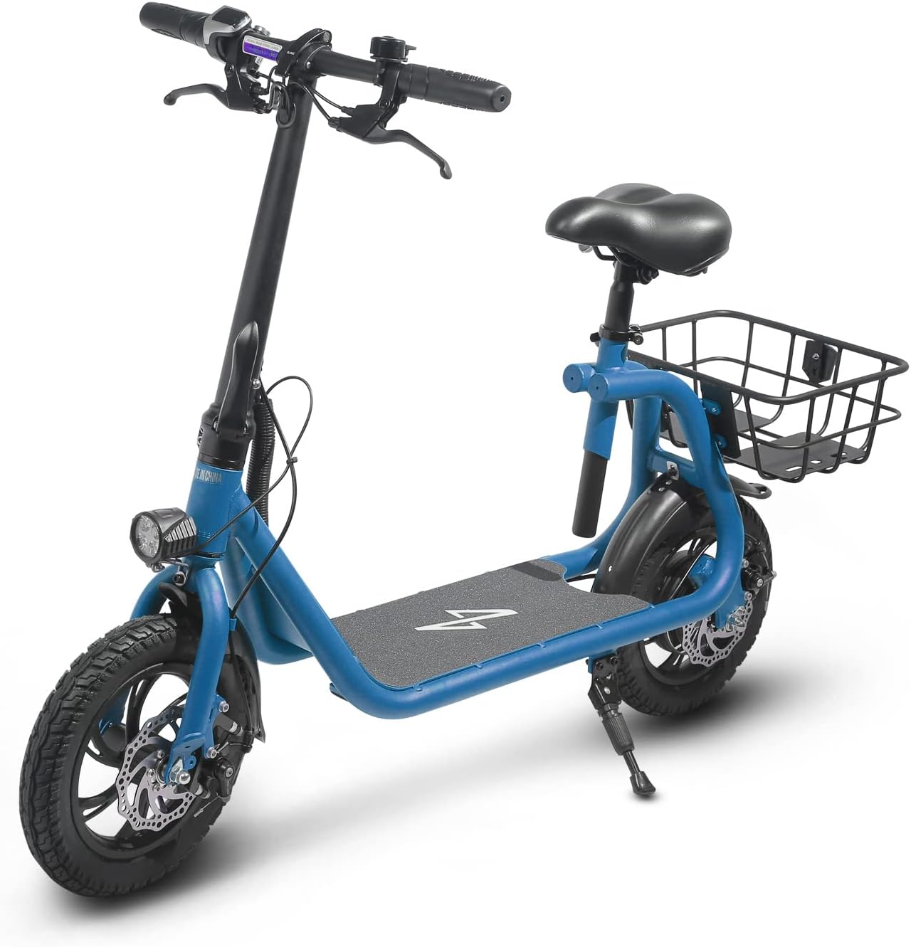 Phantomgogo Commuter R1 - Electric Scooter for Adults - Foldable Scooter with Seat & Carry Basket - 450W Brushless Motor 36V - 15MPH 265lbs Max Load E Mopeds for Adults