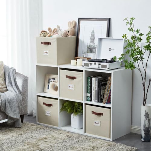 DECOMOMO Storage Bins | Cube Storage Bin with Label Holders, Fabric Storage Cubes for Organizing Shelves Closet Toy Clothes (11