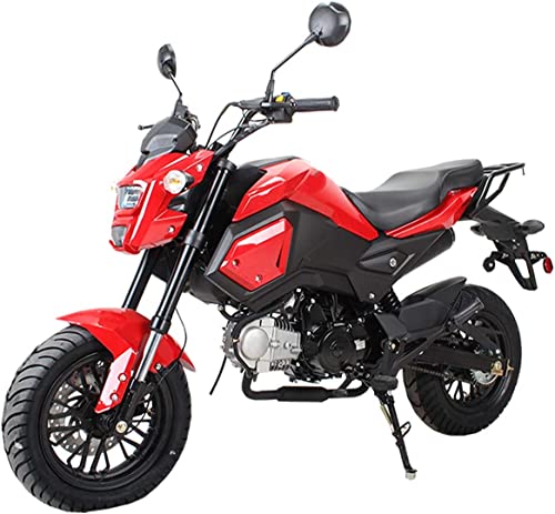 HHH Adults 125cc Motorcycle Bike VADER 125 Dirt Bike Street Gas Bike, Big Headlights - Sporty RED - Large
