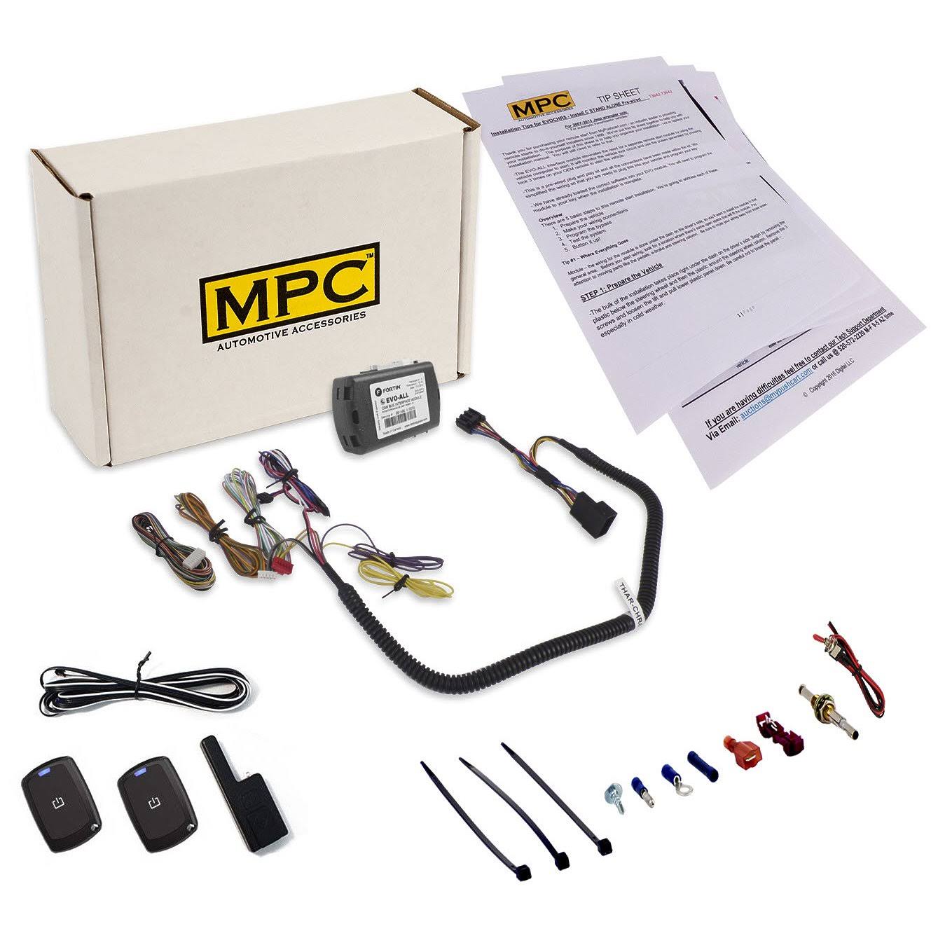 MPC 1-Button Remote Start Kit for 2007-2018 Jeep Wrangler - Key-to-Start - T-Harness, One Color