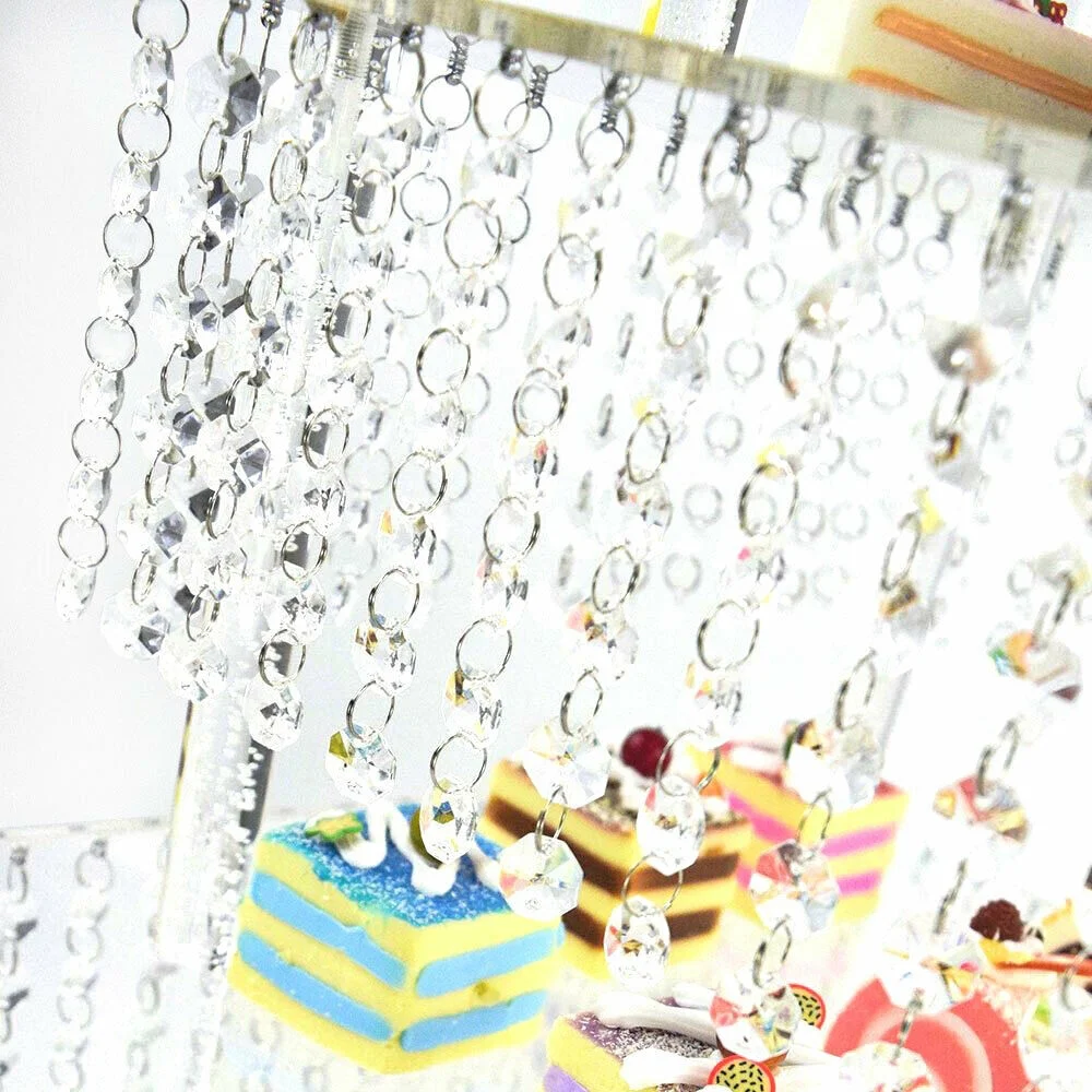 Miumaeov Set of 3 Clear Acrylic Cake Stands Square Cupcake Stands Dessert Display with Crystal Pendants
