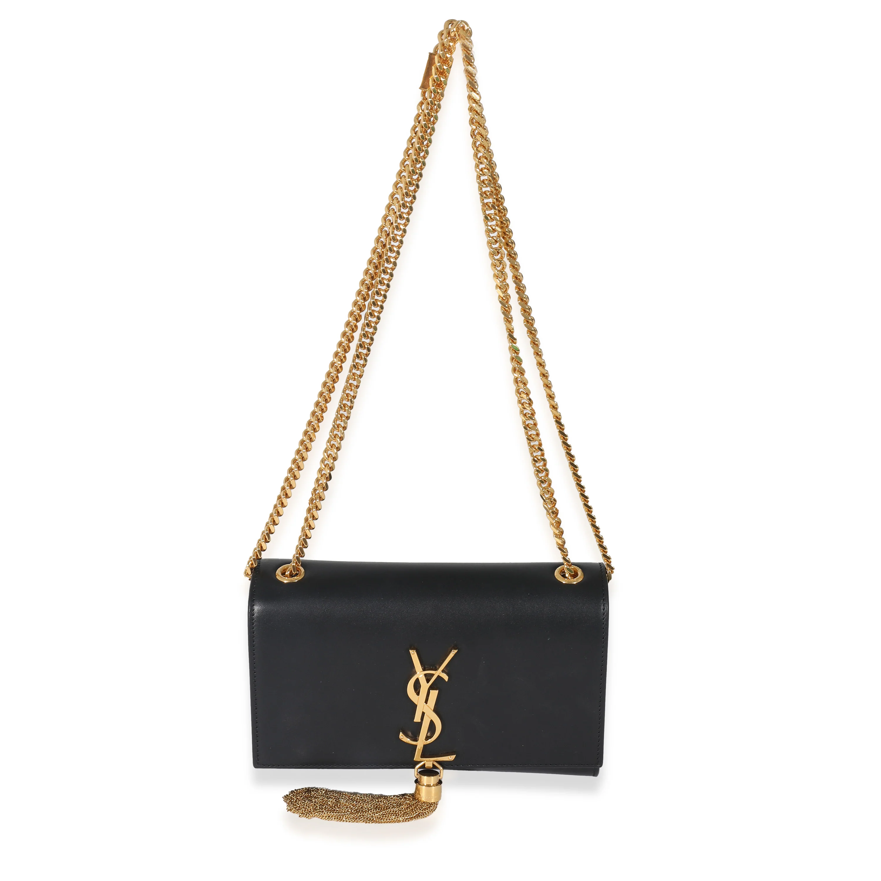 Saint Laurent Black Smooth Leather Small Kate Tassel Bag
