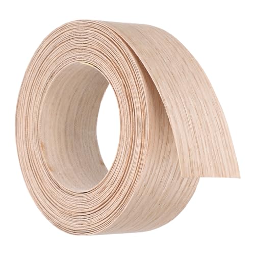 uxcell Wood Veneer Edge Banding, 1 1/2 Inch x 25 Ft Wood Veneer Strips for Cabinet Repair Furniture Restoration Red Oak