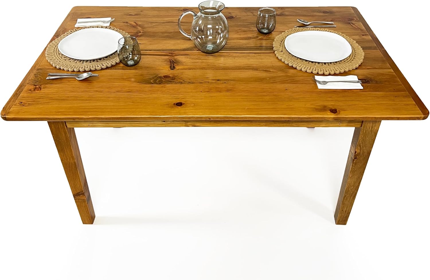 Amish Reclaimed Solid Wood Rustic Farmhouse Dining Table with Breadboard Ends, Farmhouse Kitchen Table (5', Light Natural)