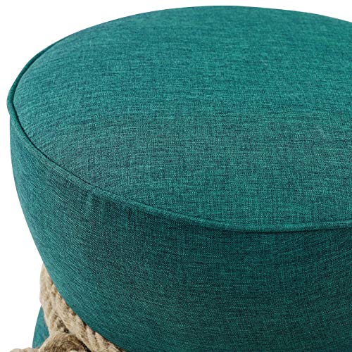 Modway Beat Upholstered Fabric Nautical Rope Round Ottoman in Atomic Red