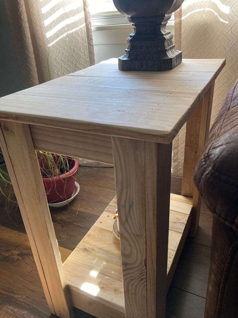 Unfinished end Table, Wood Table, Wood end Table, Side Table Farmhouse end Table, Rustic Wood Table, nightstand, Side Table, Farmhouse Table-WL