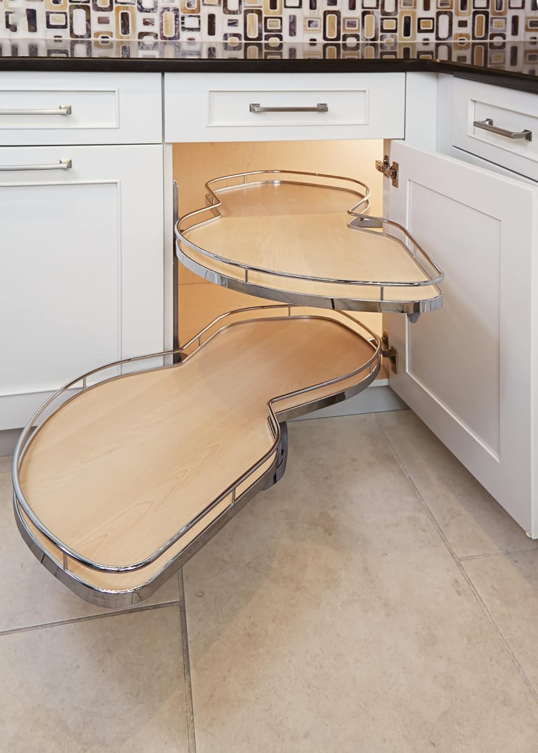 Kessebohmer 2502650005 Kessebohmer 2502710 LeMans Left Swing 38 Inch Wide Blind Corner Organizer