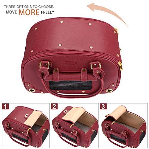 PetsHome Dog Carrier Purse, Pet Carrier, Cat Carrier, Bling Waterproof Premium Leather Pet Travel Portable Bag Carrier for Cat and Small Dog Home & Outdoor Small Bling Pink