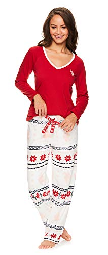U.S. Polo Assn. Womens Casual Long Sleeve Shirt and Pajama Pants Sleep Sleepwear Set