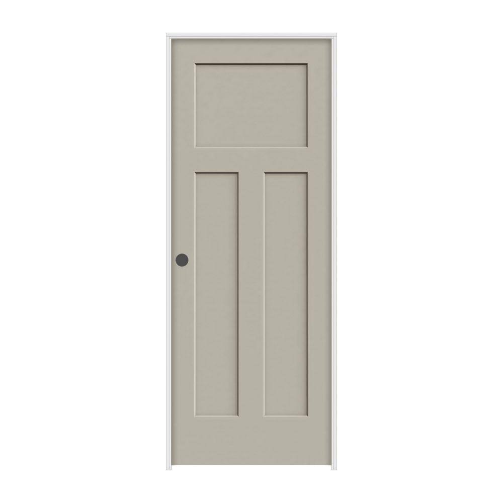 JELD-WEN 30 in. x 80 in. Craftsman Desert Sand Right-Hand Smooth Solid Core Molded Composite MDF Single Prehung Interior Door