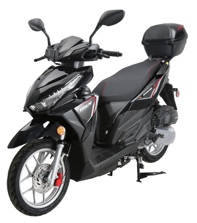 HHH Upgraded 150cc Scooter Vitacci Spark150 Fully Automatic Street Scooter with Gy6 Engine 150cc Motorcycle Moped Gas Street Bike for Adult and Youth (Black)