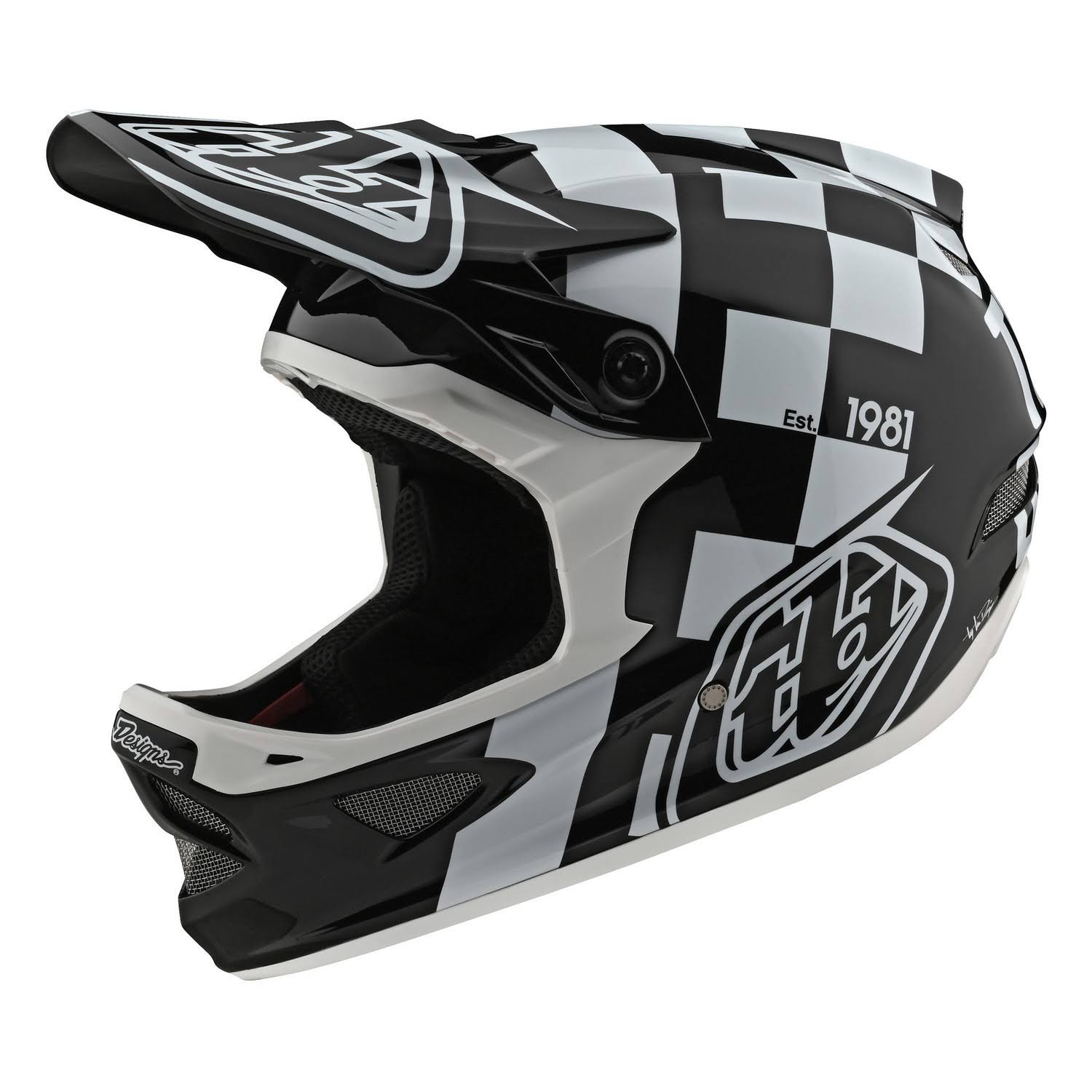 Troy Lee Designs D3 Fiberlite Raceshop Helmet - XL - White-Black